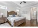 Spacious main bedroom features a trey ceiling, wood floors, and ensuite bathroom at 667 Ashley Woods Dr, Gibsonville, NC 27249