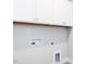 Laundry room hookups with upper cabinets for storage at 68 Tee Time Ter, Benson, NC 27504