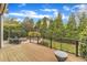 Spacious wood deck overlooking the yard, featuring modern railing and comfortable outdoor seating at 8121 Greys Landing Way, Raleigh, NC 27615