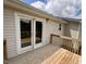 Home's deck features an exterior door and a wooden railing at 905 Ardmore Dr, Durham, NC 27713
