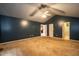 Spacious bedroom with vaulted ceilings and ceiling fan, and doorways to other rooms at 1508 Middle Ridge Dr, Willow Springs, NC 27592