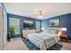Comfortable primary bedroom featuring a ceiling fan, carpet, and artwork at 2223 Lazy River Dr, Raleigh, NC 27610