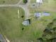 An aerial view captures the well-arranged layout of the home and its surroundings at 2651 Bennett Rd, Creedmoor, NC 27522