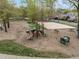 Community playground offers fun with slides, a sandbox, and benches for relaxation at 30079 Britt, Chapel Hill, NC 27514