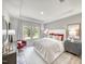 Serene main bedroom featuring tray ceilings, large windows, neutral tones, and a luxurious ambiance for restful nights at 3409 Rosebush Dr, Zebulon, NC 27597