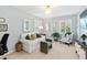 Sitting room featuring a large white sofa, comfortable accent chair, and lots of natural light at 508 Currituck Dr, Raleigh, NC 27609
