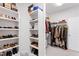 Organized closet includes custom shelving and hanging racks at 609 Meyers Place Ln, Holly Springs, NC 27540