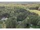 Aerial view of a home surrounded by lush greenery and mature trees providing privacy at 707 Sinai Cir, Hillsborough, NC 27278