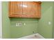 This laundry room has wooden cabinets and green walls, perfect for keeping things fresh at 707 Sinai Cir, Hillsborough, NC 27278