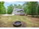 Spacious backyard featuring a fire pit, mature trees, and plenty of room for outdoor enjoyment at 711 Kentcie Ln, Efland, NC 27243