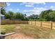 Picture of the backyard enclosed by a wooden privacy fence showing a grass and dirt mix at 815 Goshen St, Oxford, NC 27565