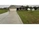 Charming one-story home with a two-car garage and well-manicured lawn on a cloudy day at 141 Ruskin Dr, Smithfield, NC 27577