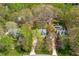 Beautiful aerial view of the neighborhood with mature trees and a private pool at 2868 Anfield Rd, Raleigh, NC 27606