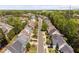 An aerial view of a neighborhood showcasing mature trees at 4121 Enfield Ridge Dr, Cary, NC 27519