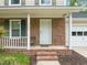 Inviting front porch with brick accents, white columns, and an ornate bench, creating a welcoming entrance at 4508 Fox Rd, Raleigh, NC 27616