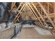 Unfinished attic space showing the roof line and insulation materials at 48 Tanseyleaf Dr, Smithfield, NC 27577