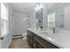 Beautiful bathroom with a glass-enclosed shower and double vanity sinks, offering a spa-like experience at 4810 Mitchell Mill Rd, Wake Forest, NC 27587