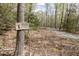 Exterior shot of a property sign in wooded area with a long, winding driveway at 932 Gynnis Creek Dr, Moncure, NC 27559