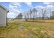 View of large backyard enclosed with wood and white fencing at 106 Burnello Ct, Princeton, NC 27569