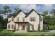 Render of a two-story brick home with a covered front porch, black trim, and professional landscaping at 1116 Kimberly Dr, Raleigh, NC 27609