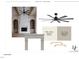 An inspirational great room rendering showcases the color palette, fireplace details, built ins, and ceiling fan at 1116 Kimberly Dr, Raleigh, NC 27609