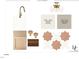 Laundry design scheme with a classic gold faucet and elegant star-patterned tiling at 1116 Kimberly Dr, Raleigh, NC 27609