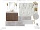 Primary suite bathroom showcasing a vanity, soaking tub, marble shower and designer fixtures at 1116 Kimberly Dr, Raleigh, NC 27609