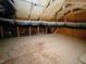 Unfinished attic space showing beams, insulation, and subflooring, offering potential for storage or expansion at 112 Remington Woods Dr, Wake Forest, NC 27587