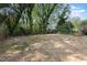 View of a well-maintained backyard with a grassy area and mature trees at 13 St Augustine, Raleigh, NC 27610
