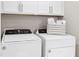 Bright laundry room with white cabinets, front load washer and dryer and decor at 2011 Cross Bones Blvd # 41, Durham, NC 27703