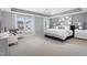 Expansive main bedroom with a gray accent wall, modern furnishings, hardwood floors, and plenty of light at 2011 Cross Bones Blvd # 41, Durham, NC 27703