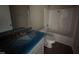 Functional bathroom with a shower-tub combo, and modern vanity, designed for convenience and comfort at 210 Maxwell Farm Ln, Selma, NC 27576