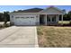 Charming single-story home with a two-car garage, stone accents, and a well-manicured lawn, located in a quiet neighborhood at 282 Trescott St, Smithfield, NC 27577