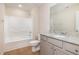 Bathroom with granite countertops, vanity, tub and shower at 300 Tuscany Cir, Princeton, NC 27569