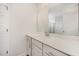 Bathroom features white vanity, countertop, cabinets, mirror, and modern faucet at 40 Tuskeegee Dr, Smithfield, NC 27577