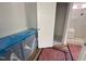 Clean bathroom area featuring grey vanity cabinets, a shower-tub combo, and ample counter space at 41 W Emily Gardens Dr, Selma, NC 27576