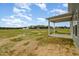 The back yard and back porch of this newly built home are easily accessible to the outdoor common areas at 53 Barony Ln, Smithfield, NC 27577