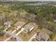 An aerial view showcasing homes near lush green forests at 5928 Terrington Ln, Raleigh, NC 27606