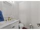 Elegant half bathroom with modern vanity and stylish fixtures at 5928 Terrington Ln, Raleigh, NC 27606