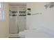 Bathroom features a glass shower, a white toilet, and a white countertop at 7605 Mine Valley Rd, Raleigh, NC 27615