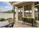 Attractive patio with a dining area and views of the manicured yard at 1005 Vesper Ct, Durham, NC 27703