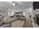 Comfortable living room features an open layout connecting to the kitchen and dining areas at 105 Jasper Creek Ct, Wilson's Mills, NC 27520