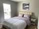 Cozy bedroom features a neutral color scheme, plush carpet and a large window for natural light at 1129 Kudzu St, Durham, NC 27713