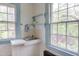 Classic kitchen sink area featuring tile backsplash, pastel blue accents, and bright windows at 1208 College Pl, Raleigh, NC 27605