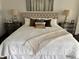 Close up of a comfortable bedroom featuring a large bed with stylish furnishings at 2408 Merion Creek Dr, Apex, NC 27539