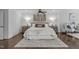Comfortable bedroom featuring a large bed, hardwood floors, and stylish furnishings at 2408 Merion Creek Dr, Apex, NC 27539