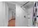 Bathroom featuring a standing shower with silver fixtures and geometric shower curtain at 312 E Highland Ave, Rocky Mount, NC 27801