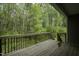 Wood deck with wood railing overlooking trees and foliage at 40 Patricia S Vann Ct, Dunn, NC 28334