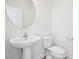 Stylish powder room features a pedestal sink and modern fixtures in a well lit space at 420 Shelby Meadow Ln, Angier, NC 27501