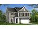 Two story home with gray siding, black shutters and green grass at 420 Shelby Meadow Ln, Angier, NC 27501